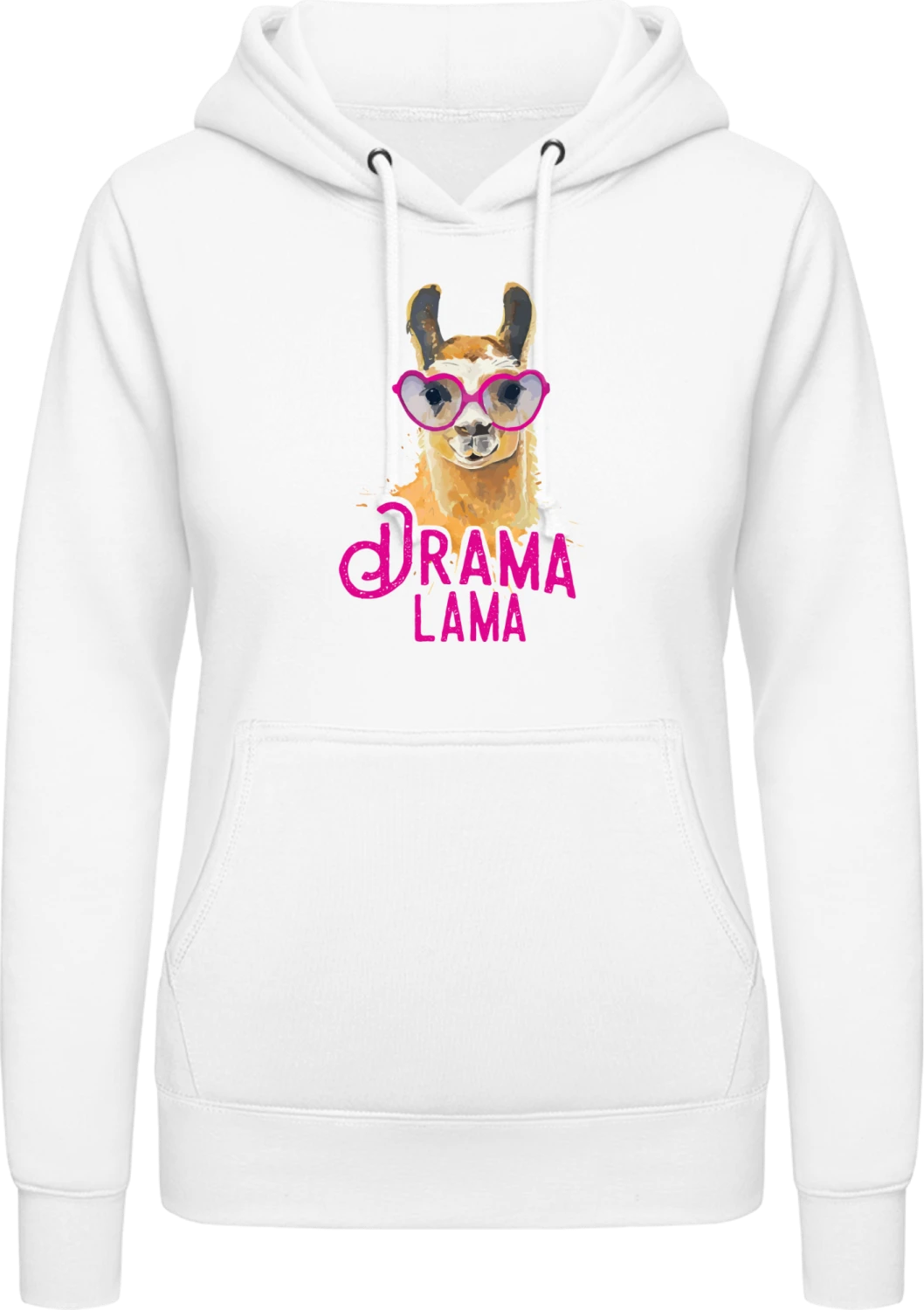 Drama Lama Watercolor - Arctic white AWDis ladies hoodie - Front