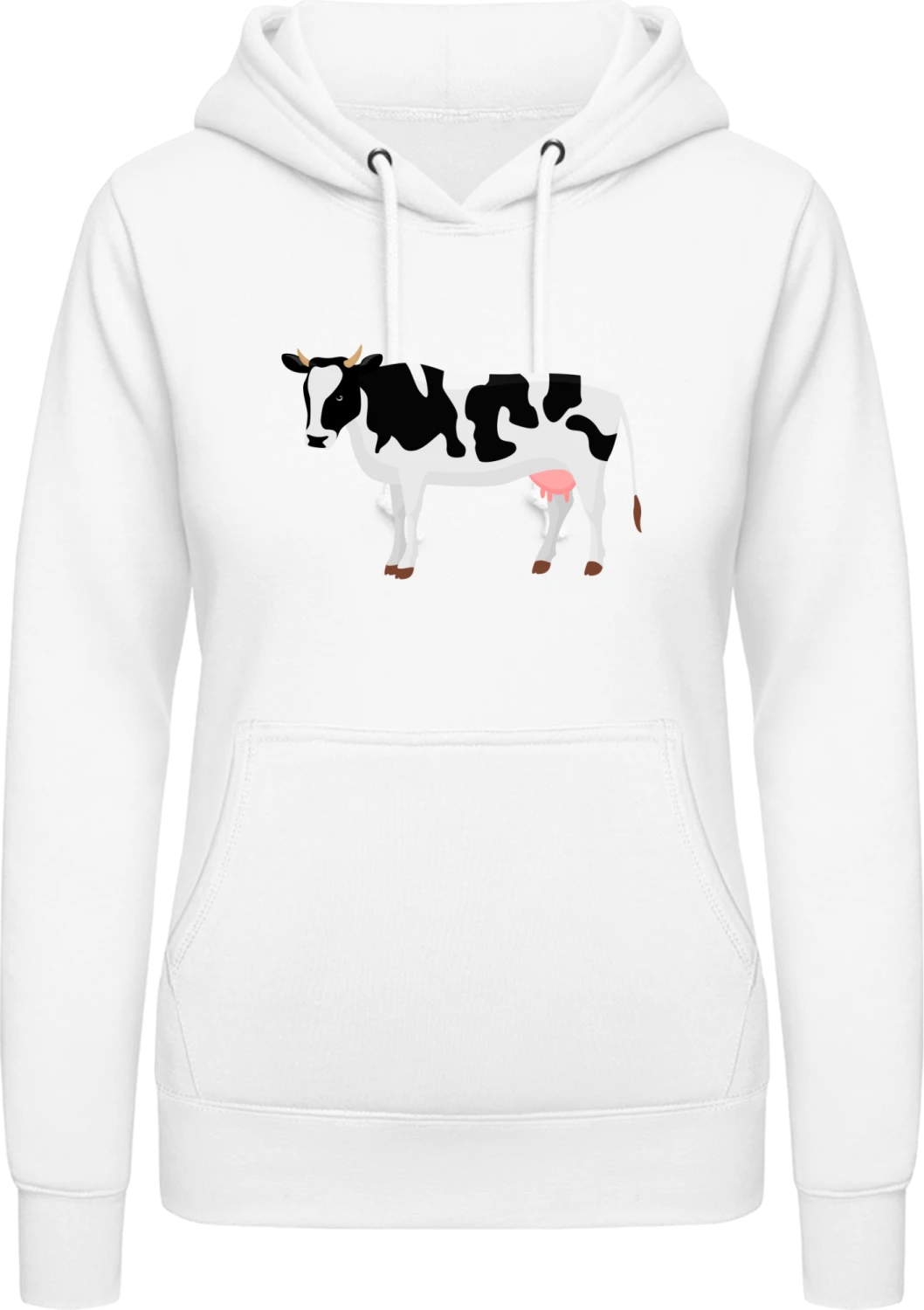 Cow Illu - Arctic white AWDis ladies hoodie - Front