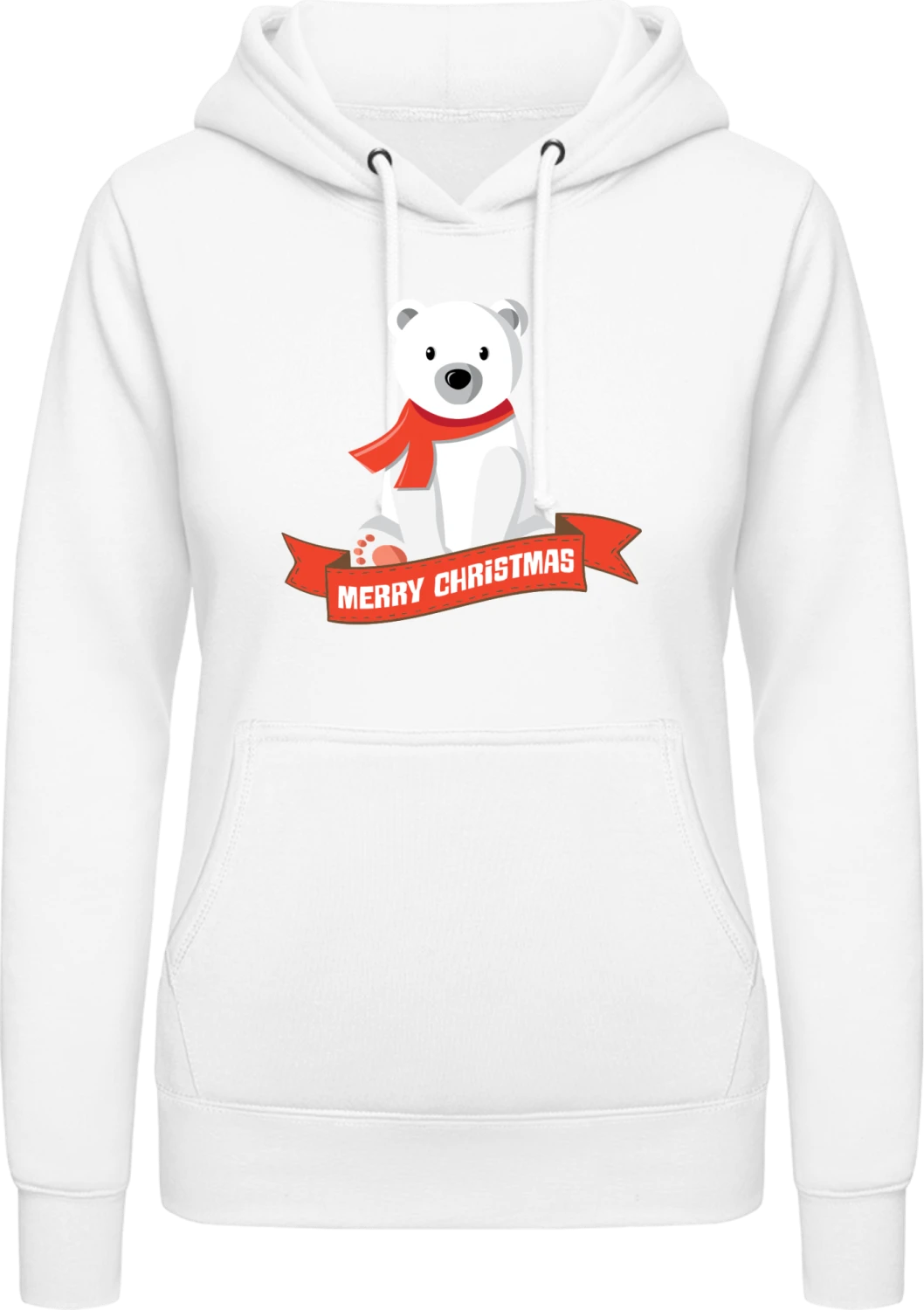 Ice Bear Merry Christmas - Arctic white AWDis ladies hoodie - Front