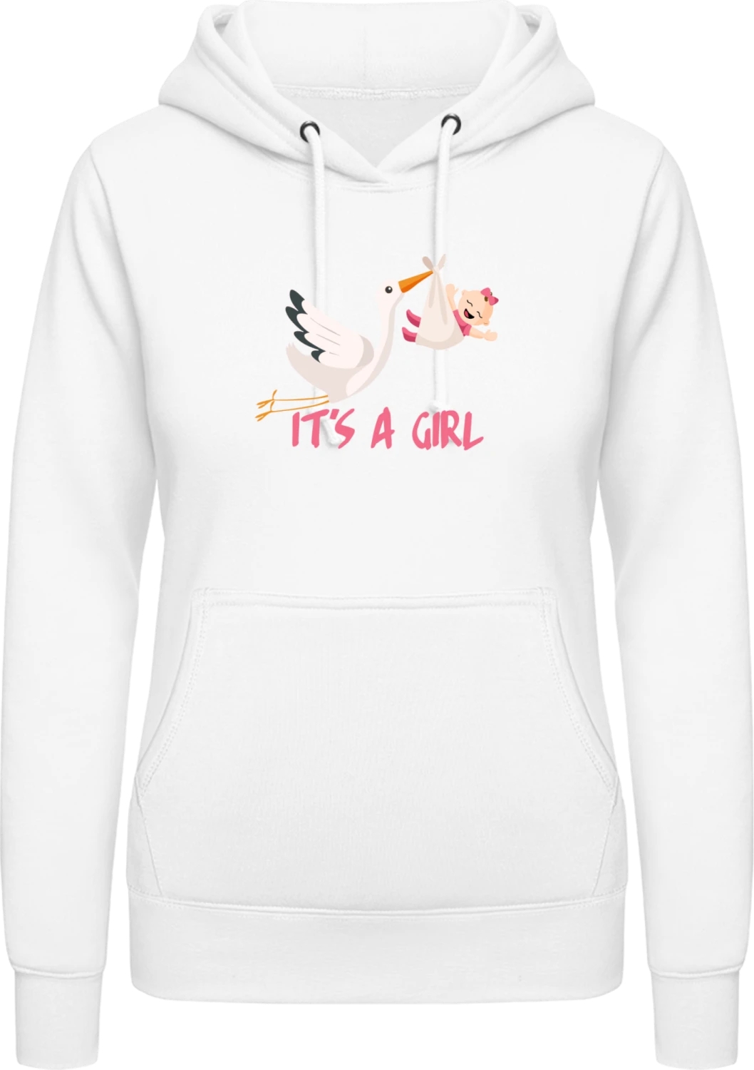 It´s A Girl Stork And Baby - Arctic white AWDis ladies hoodie - Front