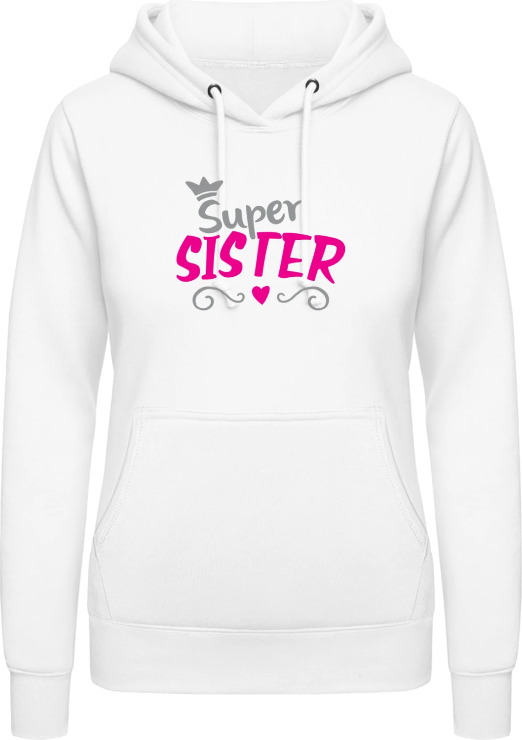 Super Sister Princess - Arctic white AWDis ladies hoodie - Front