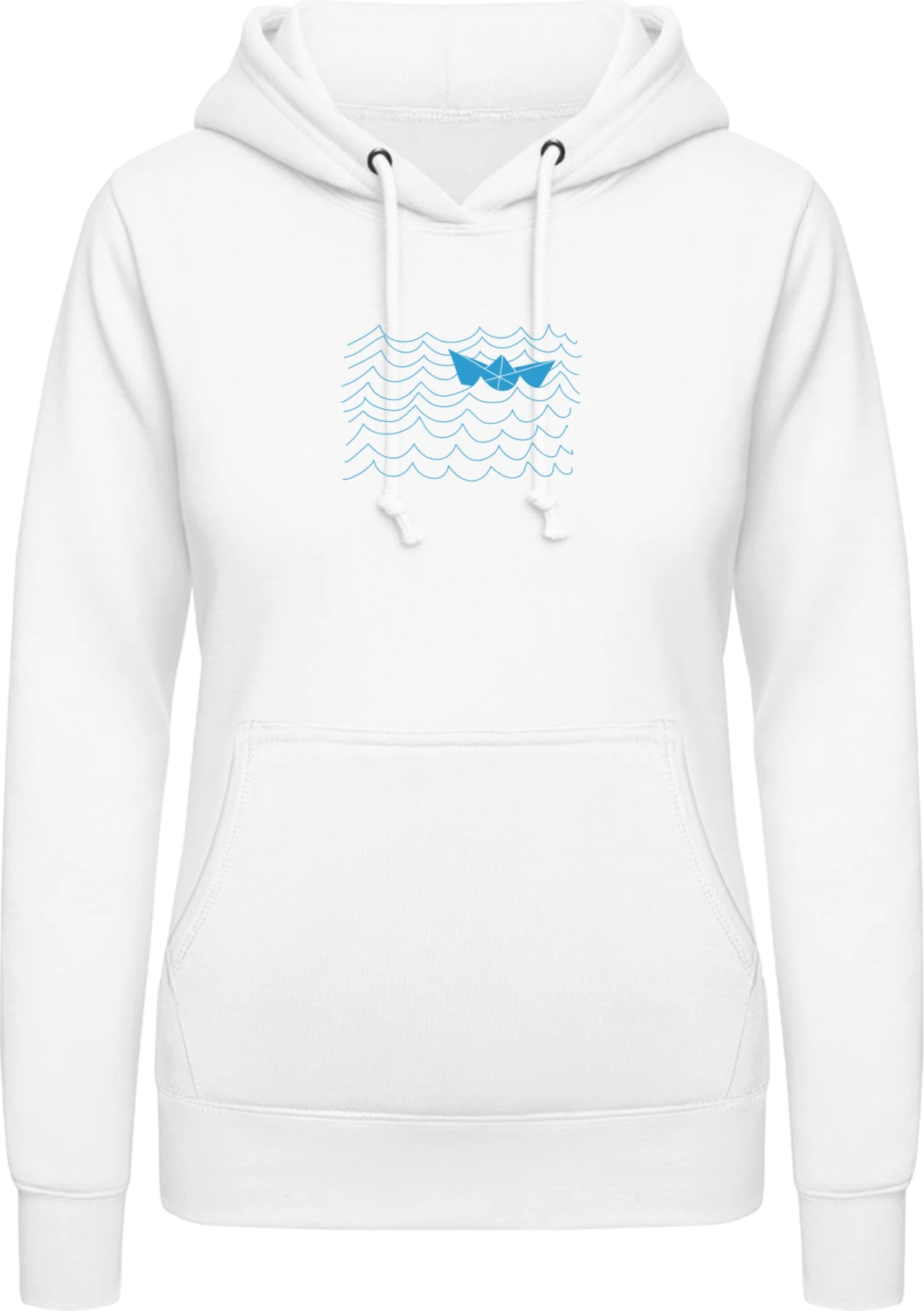 Paper Ship - Arctic white AWDis ladies hoodie - Front