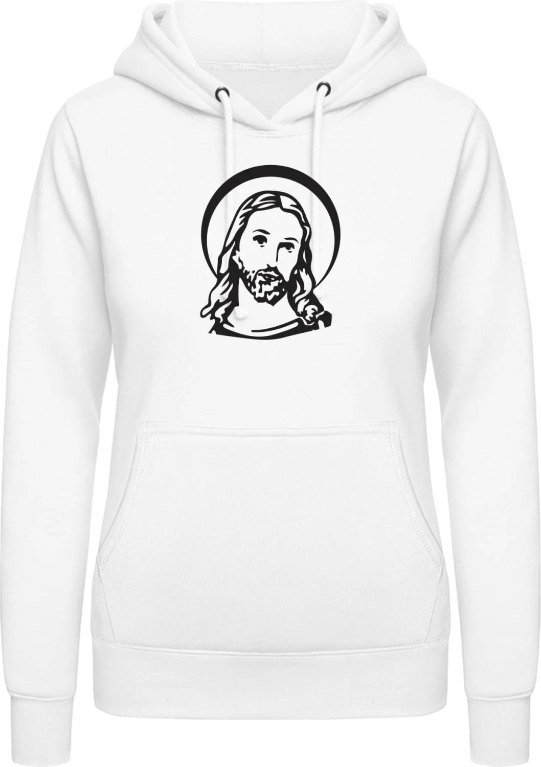 Jesus Icon Symbol - Arctic white AWDis ladies hoodie - Front