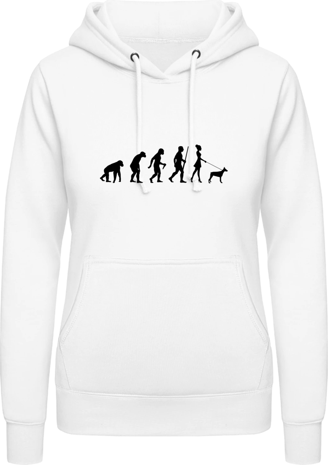 Dog Walking Evolution Female - Arctic white AWDis ladies hoodie - Front