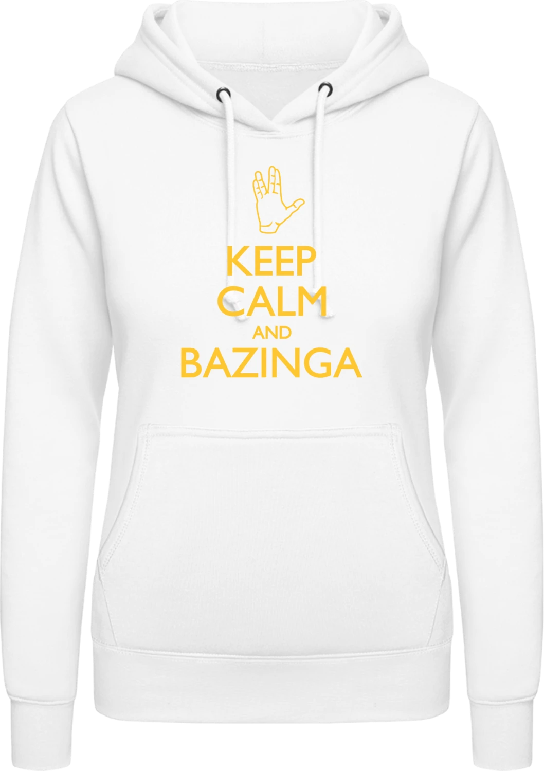 Keep Calm Bazinga Hand - Arctic white AWDis ladies hoodie - Front