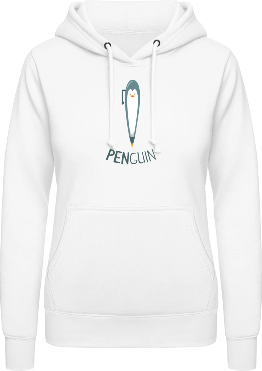 Penguin Fun - Arctic white AWDis ladies hoodie - Front