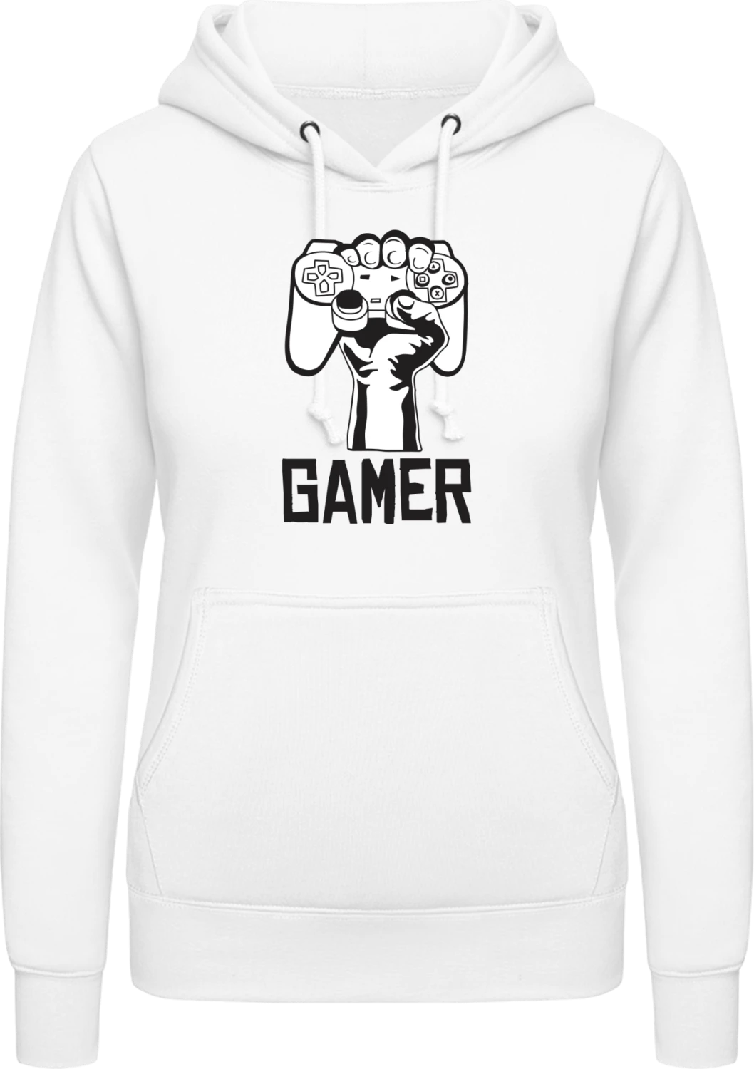 Gamer Power - Arctic white AWDis ladies hoodie - Front