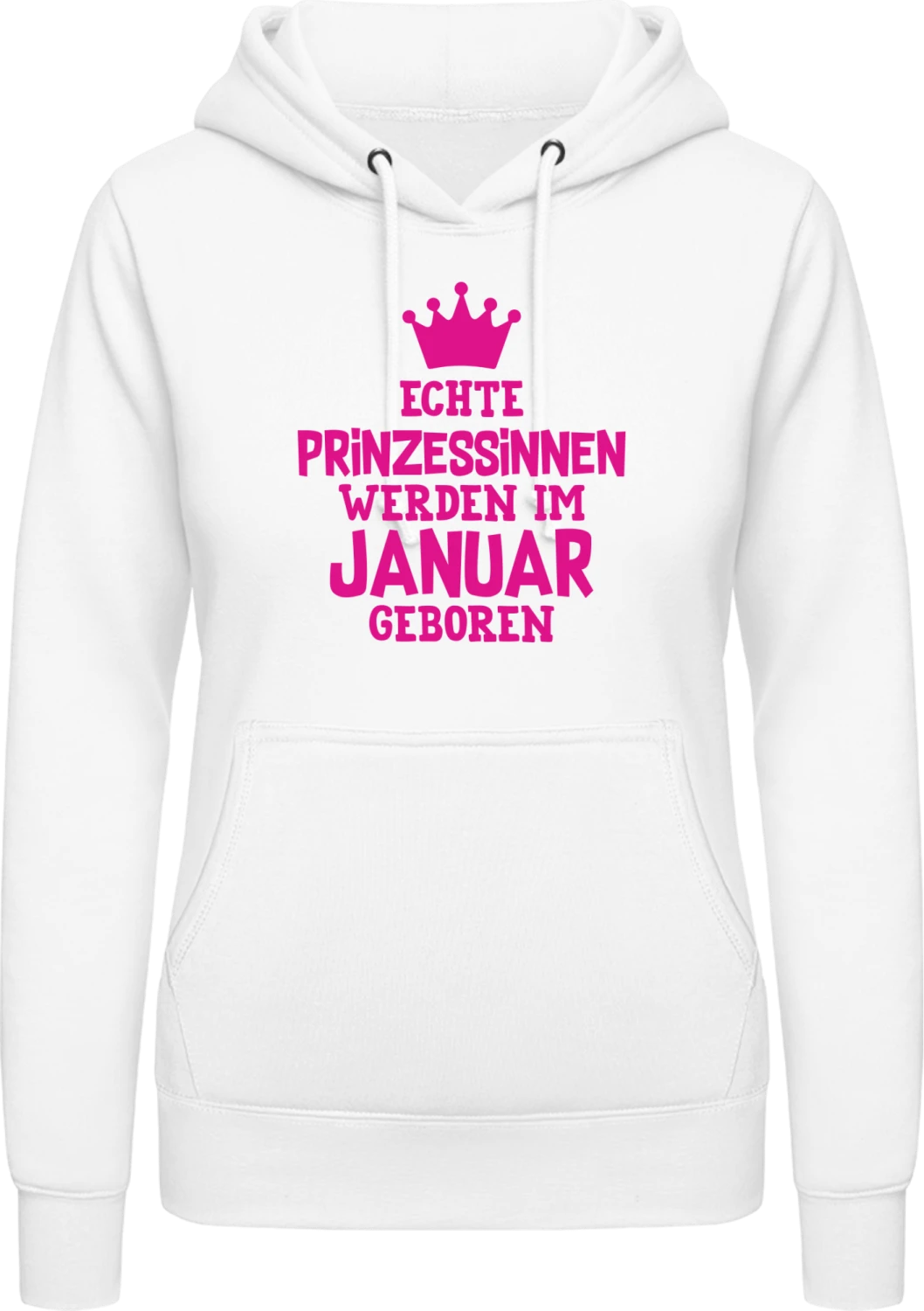 Echte Prinzessinnen werden im Januar geboren - Arctic white AWDis ladies hoodie - Front