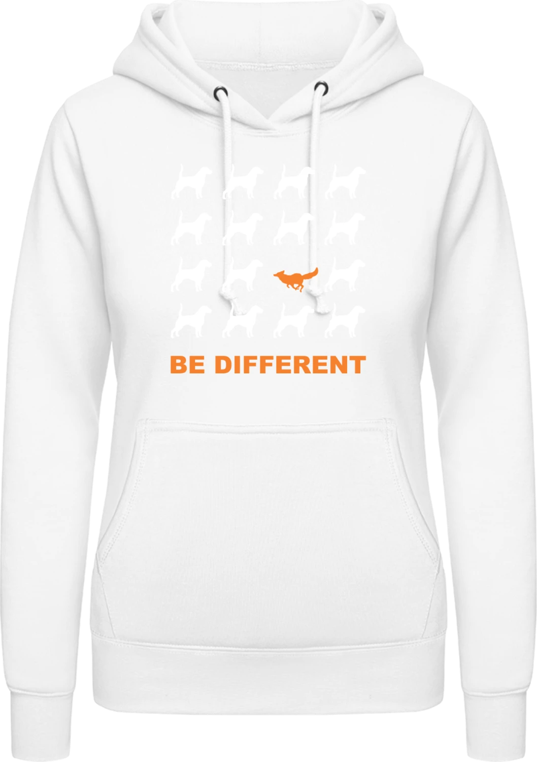 Be Different Fox - Arctic white AWDis ladies hoodie - Front