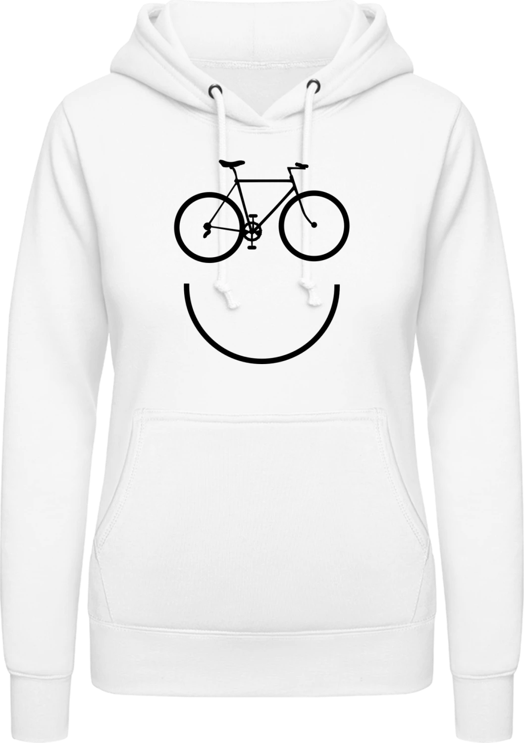 Cylist Smiley - Arctic white AWDis ladies hoodie - Front