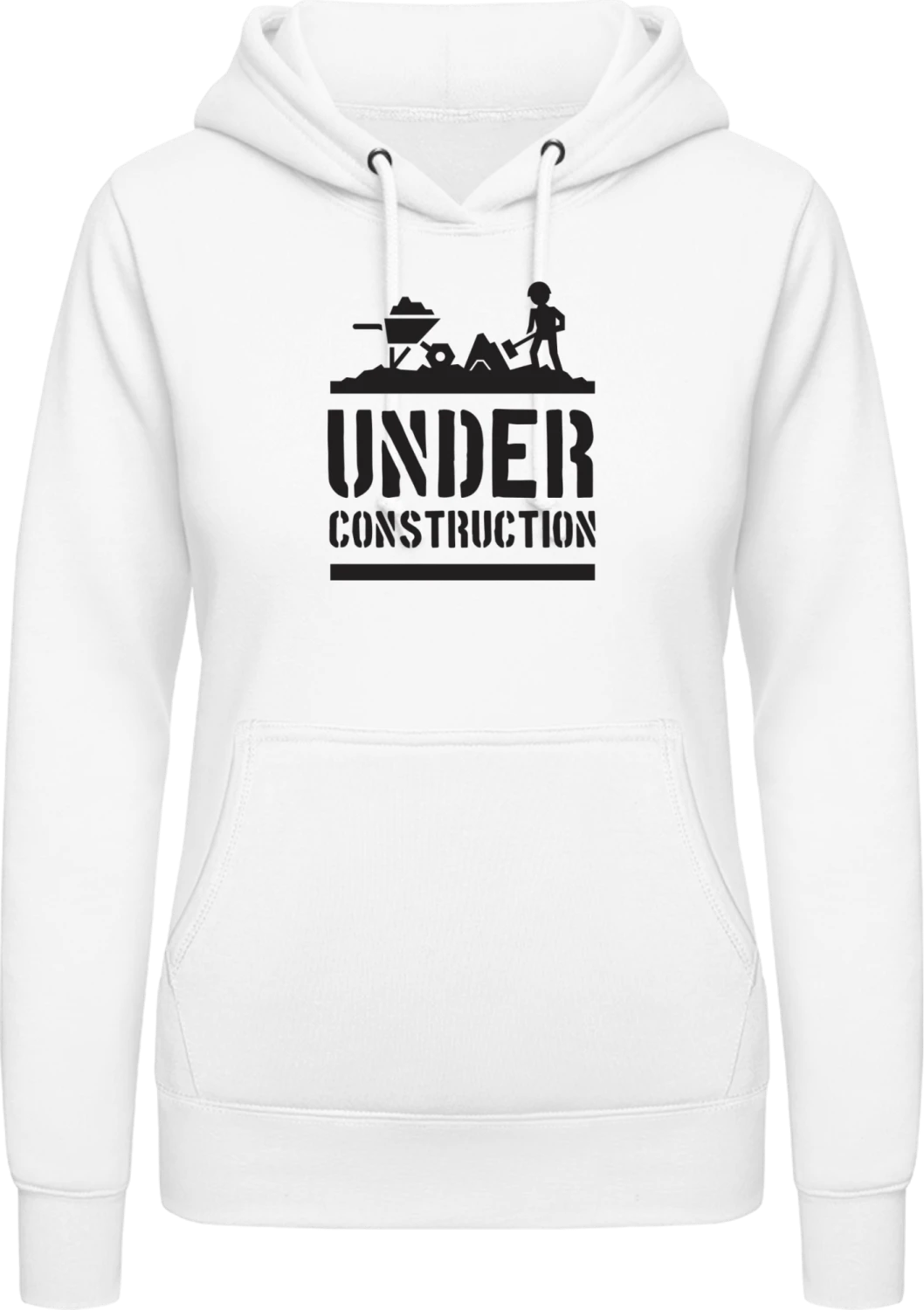 Under Construction - Arctic white AWDis ladies hoodie - Front