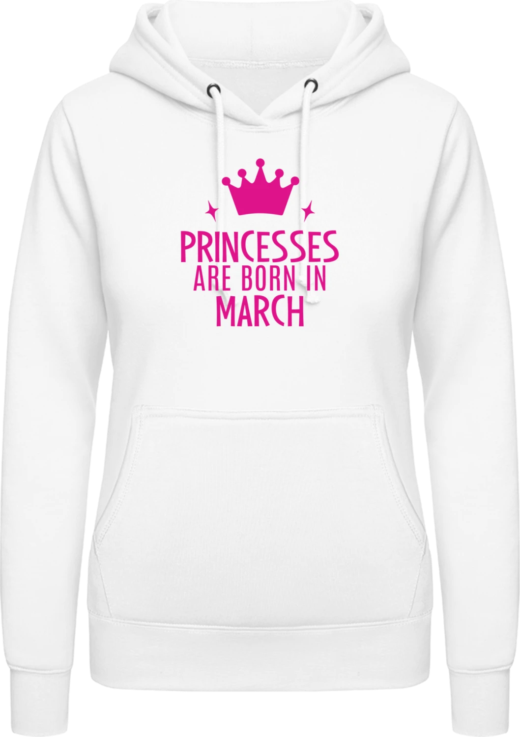 Princesses Are Born In March - Arctic white AWDis ladies hoodie - Front