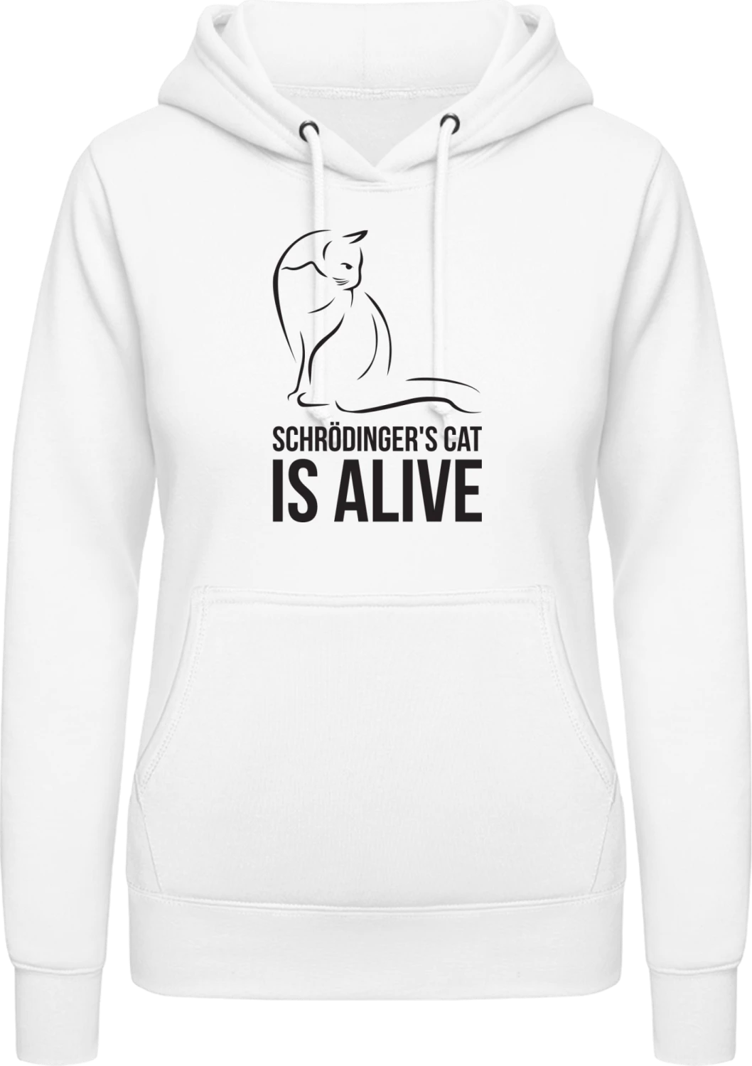 Schrödinger's Cat - Arctic white AWDis ladies hoodie - Front