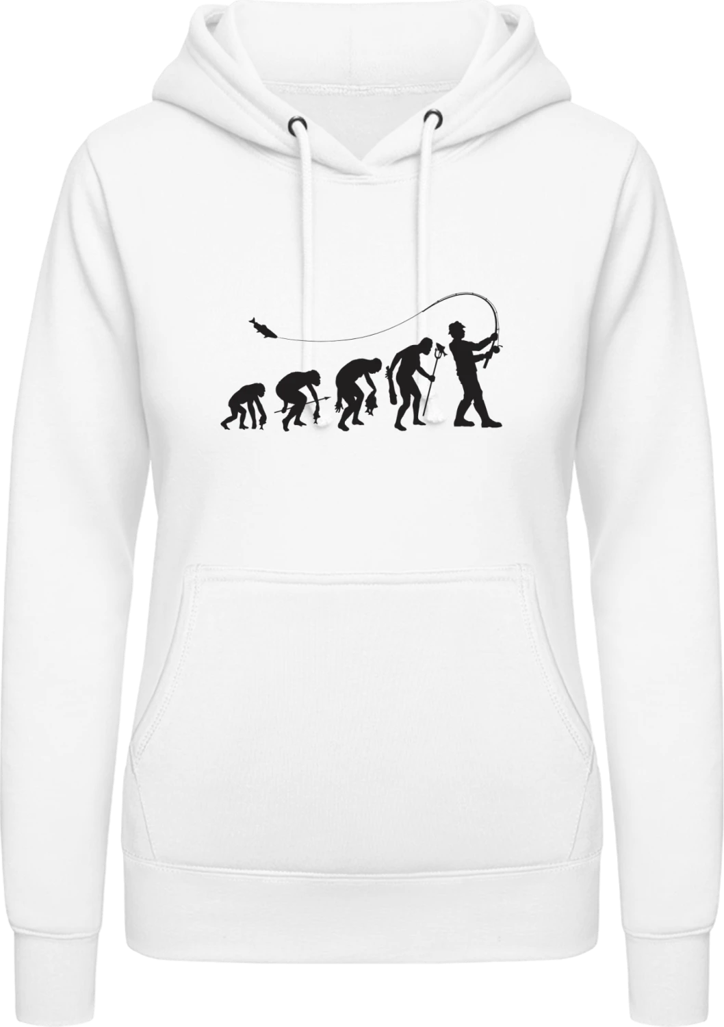 History of Fishing - Arctic white AWDis ladies hoodie - Front