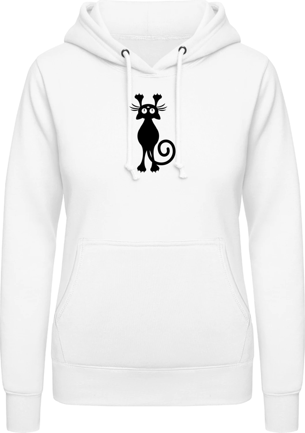 Scratching Cat Silhouette - Arctic white AWDis ladies hoodie - Front