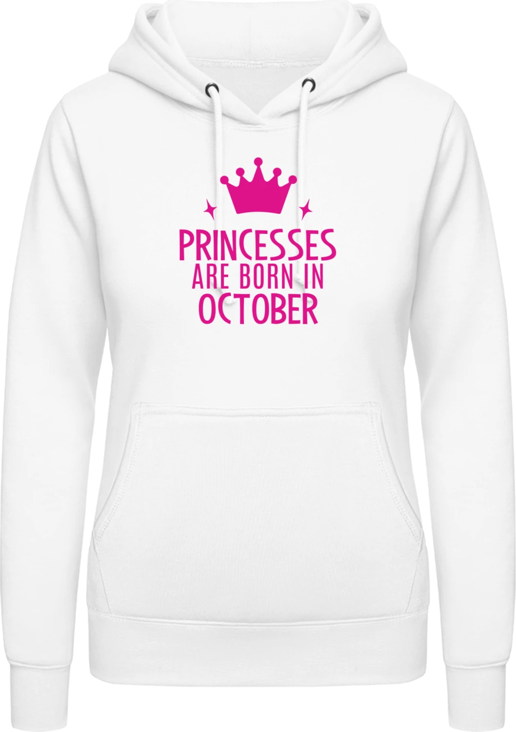 Princesses Are Born In October - Arctic white AWDis ladies hoodie - Front