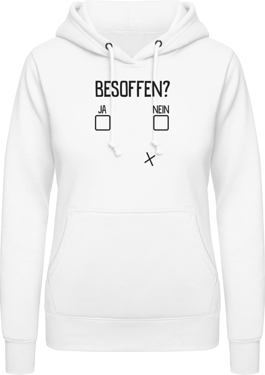 Besoffen Ja Nein - Arctic white AWDis ladies hoodie - Front