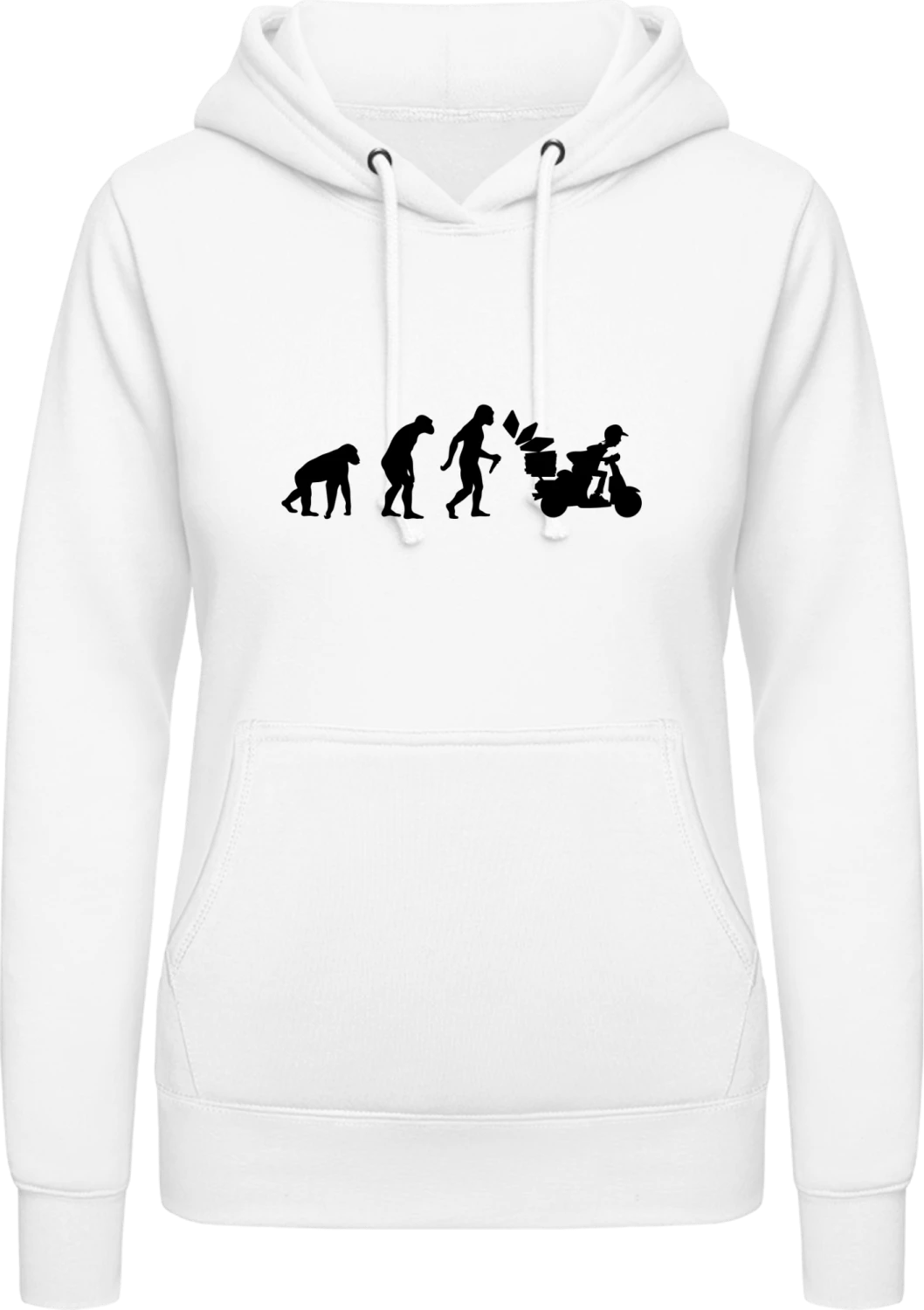 Pizza Delivery Man Evolution - Arctic white AWDis ladies hoodie - Front