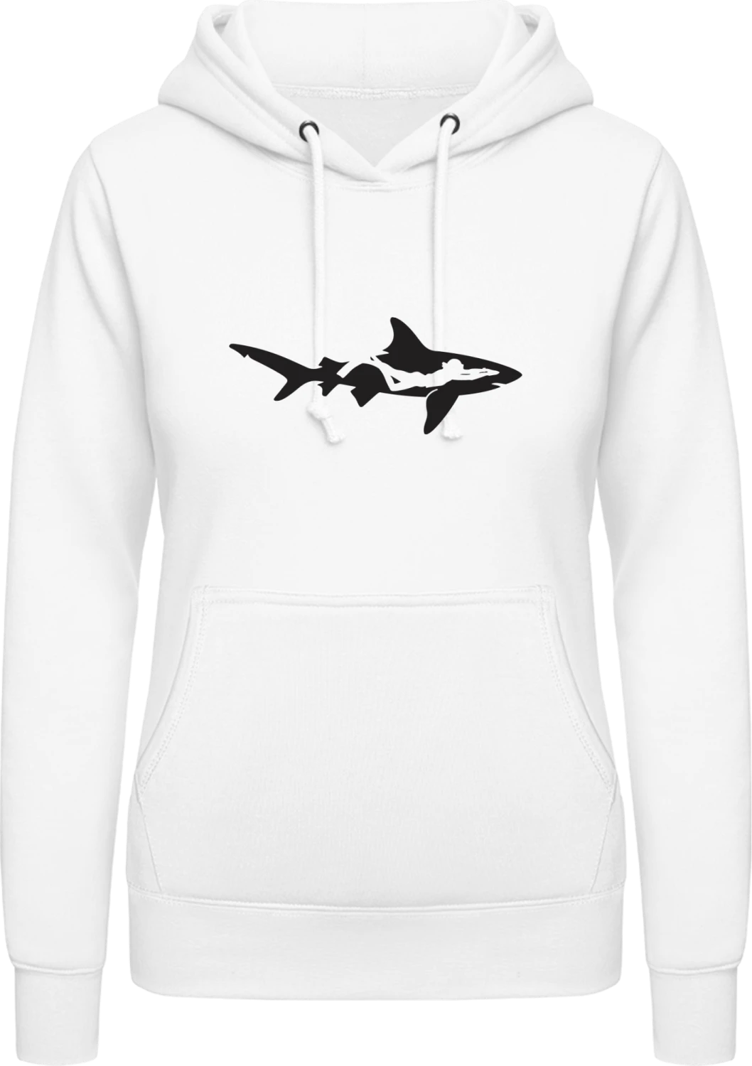 Shark vs. Diver - Arctic white AWDis ladies hoodie - Front