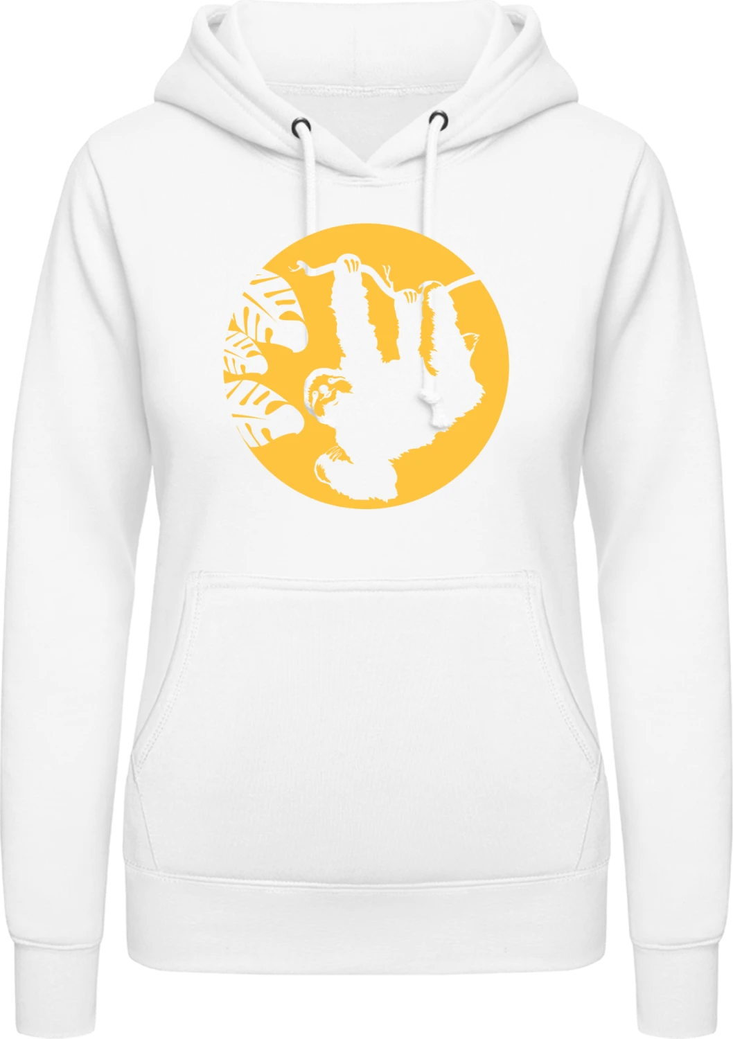 Sloth In Moonlight - Arctic white AWDis ladies hoodie - Front