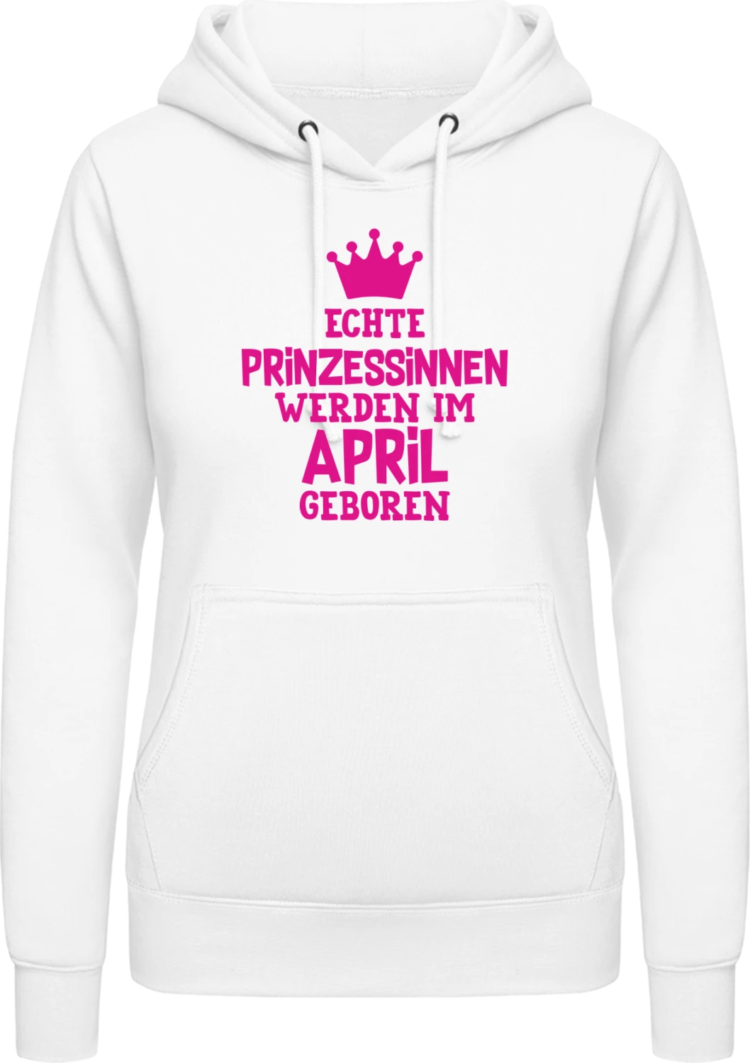 Echte Prinzessinnen werden im April geboren - Arctic white AWDis ladies hoodie - Front