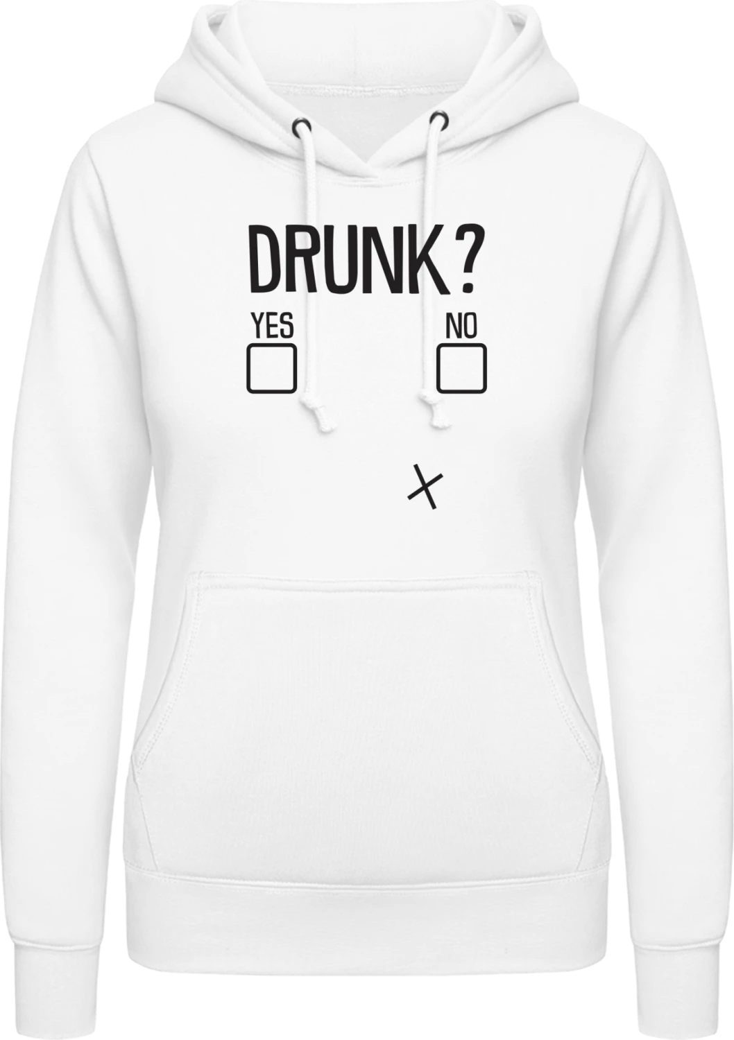 Drunk Yes No - Arctic white AWDis ladies hoodie - Front