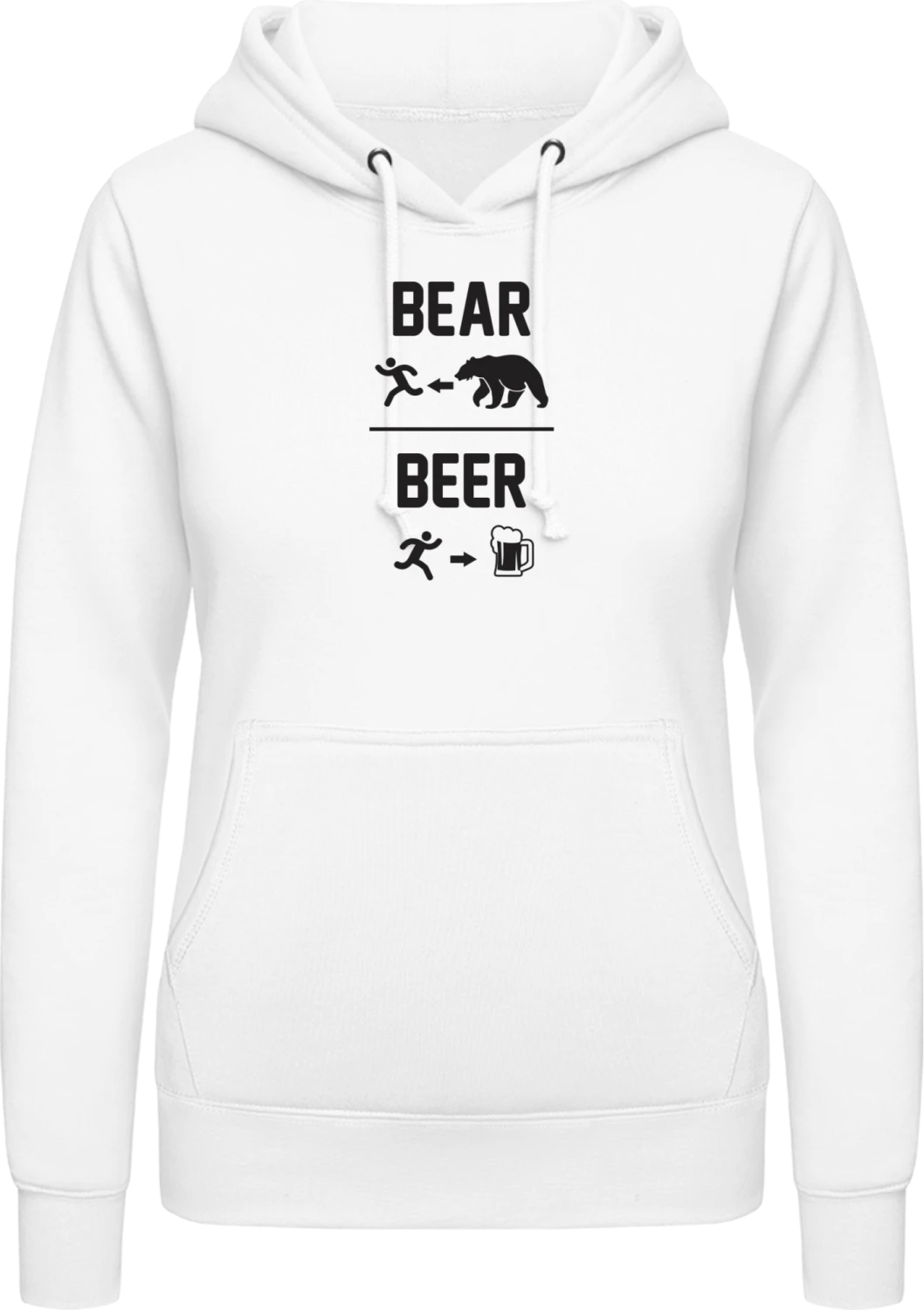 Bear vs Beer - Arctic white AWDis ladies hoodie - Front