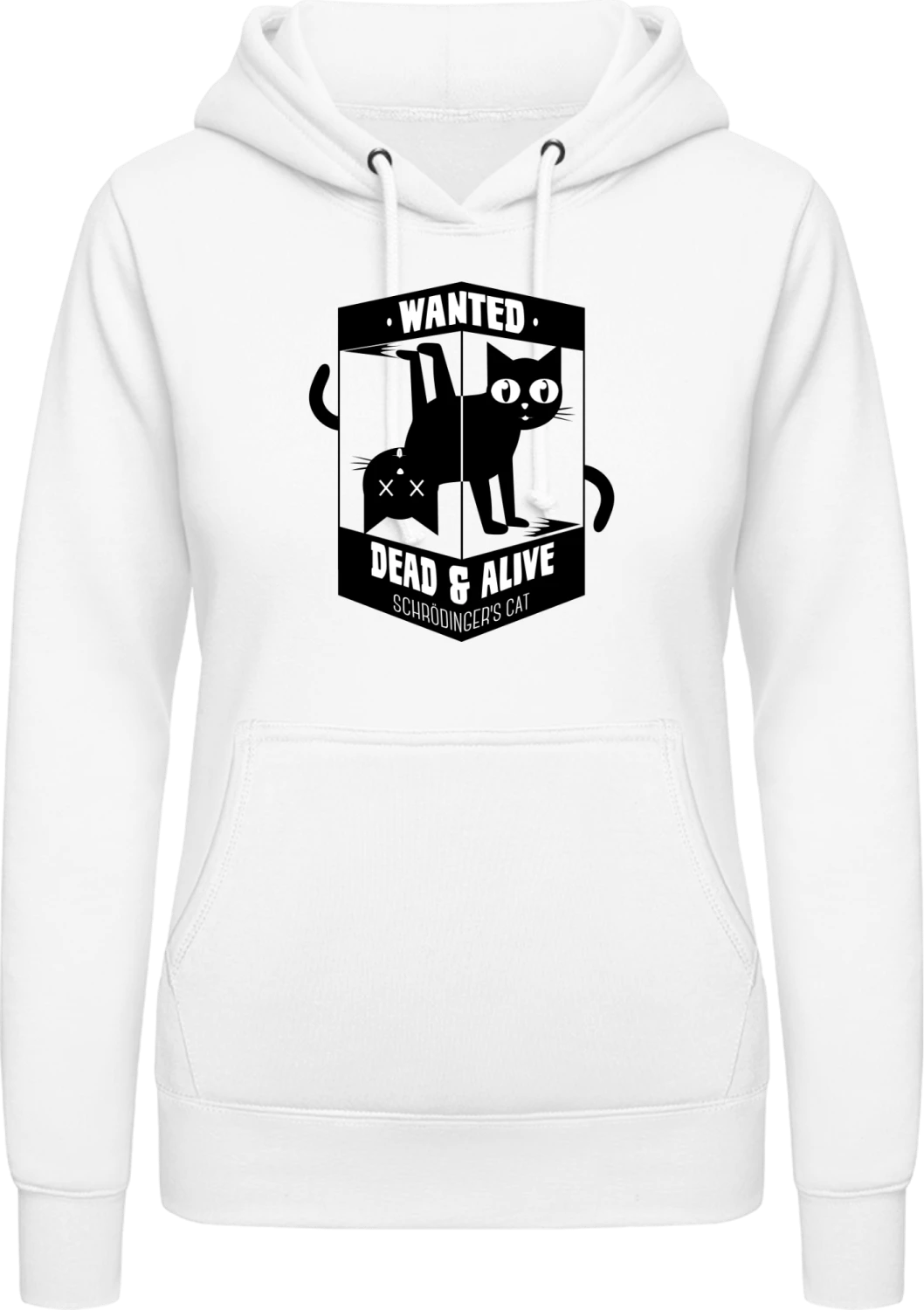 Wanted Dead & Alive Schrödinger's Cat - Arctic white AWDis ladies hoodie - Front