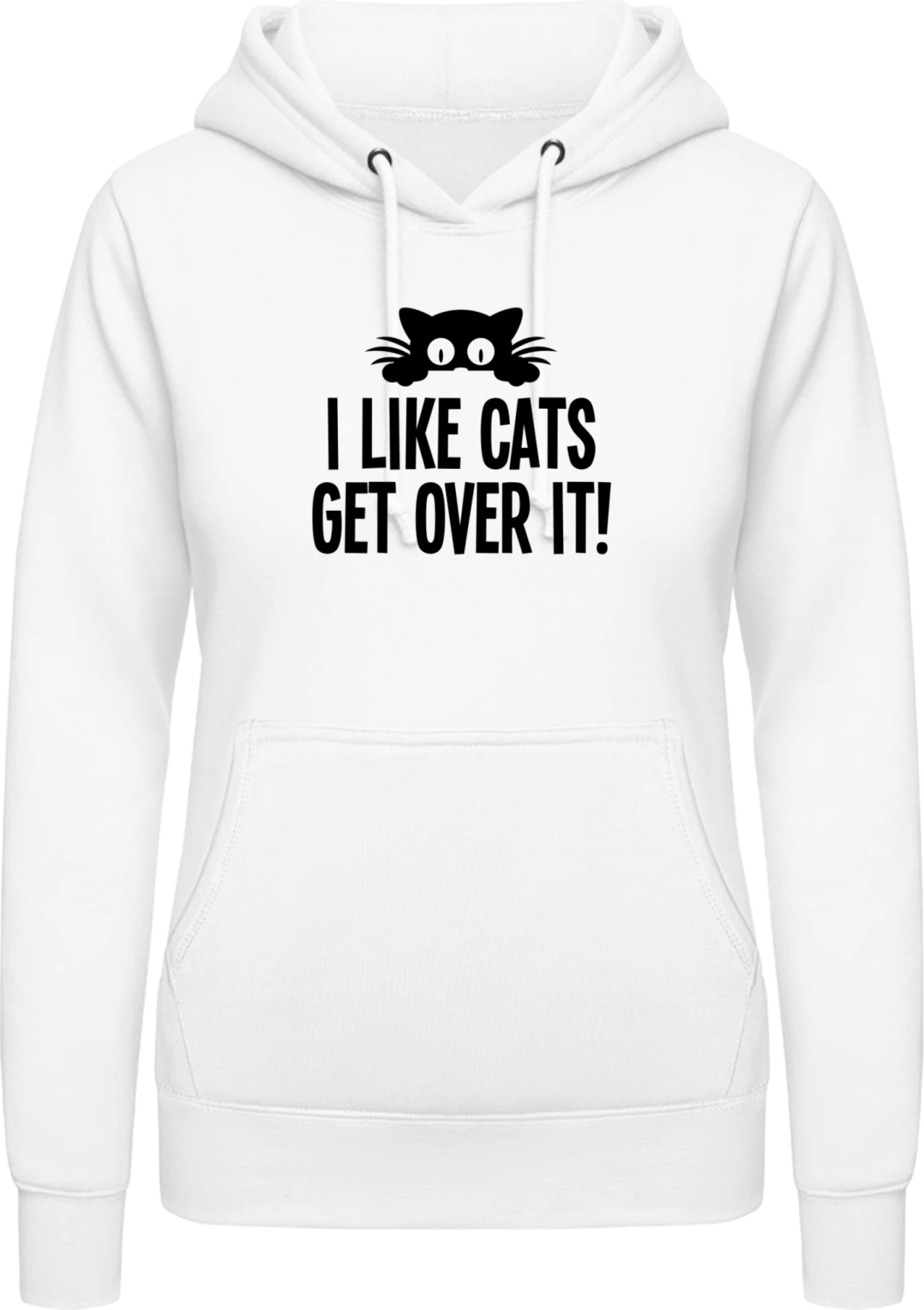 I Like Cats Get Over It! - Arctic white AWDis ladies hoodie - Front