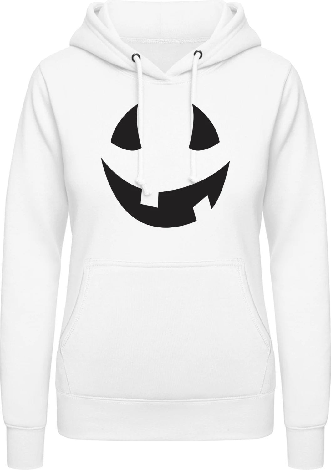 Halloween Pumpkin Face - Arctic white AWDis ladies hoodie - Front