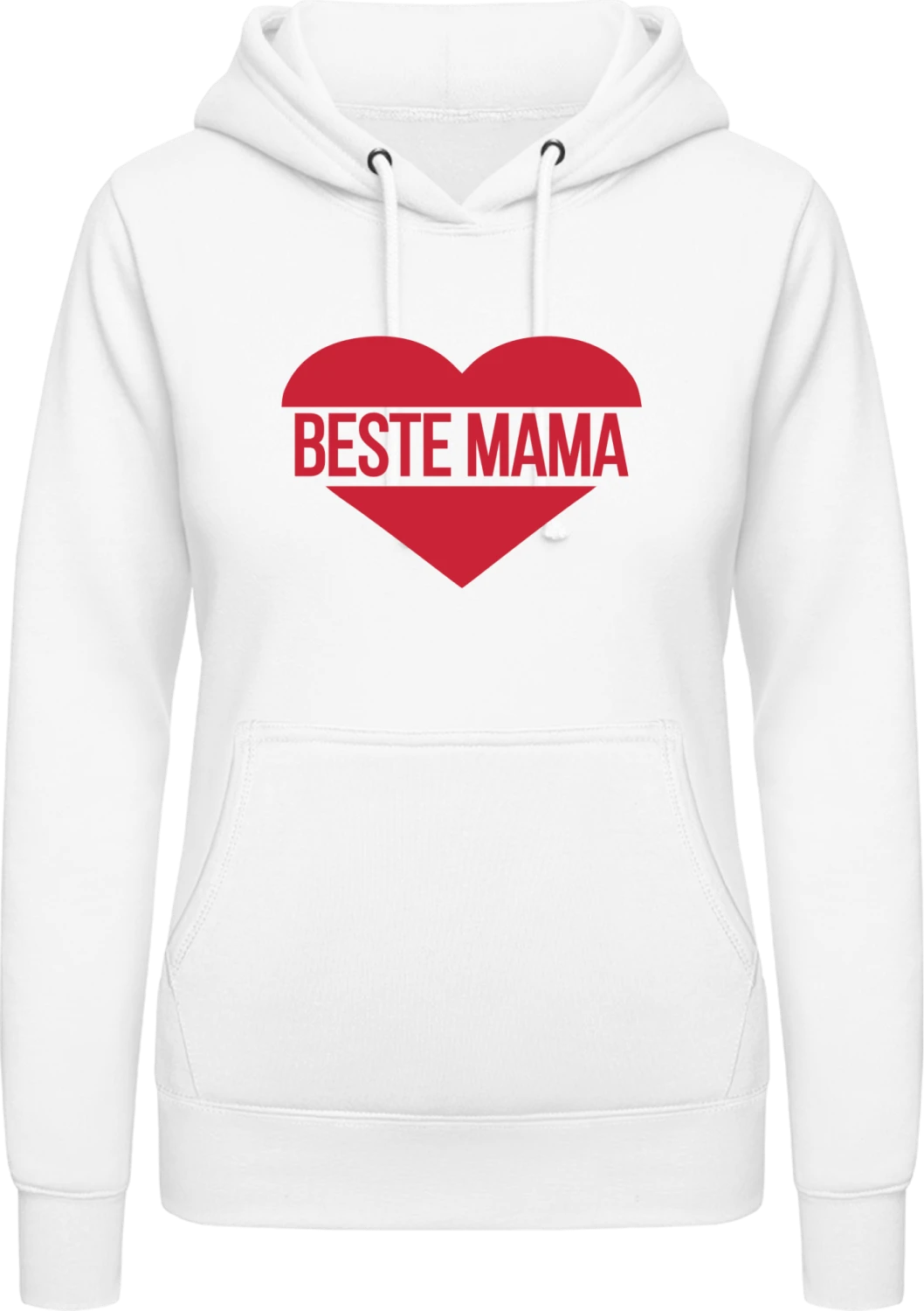 Beste Mama Herz - Arctic white AWDis ladies hoodie - Front