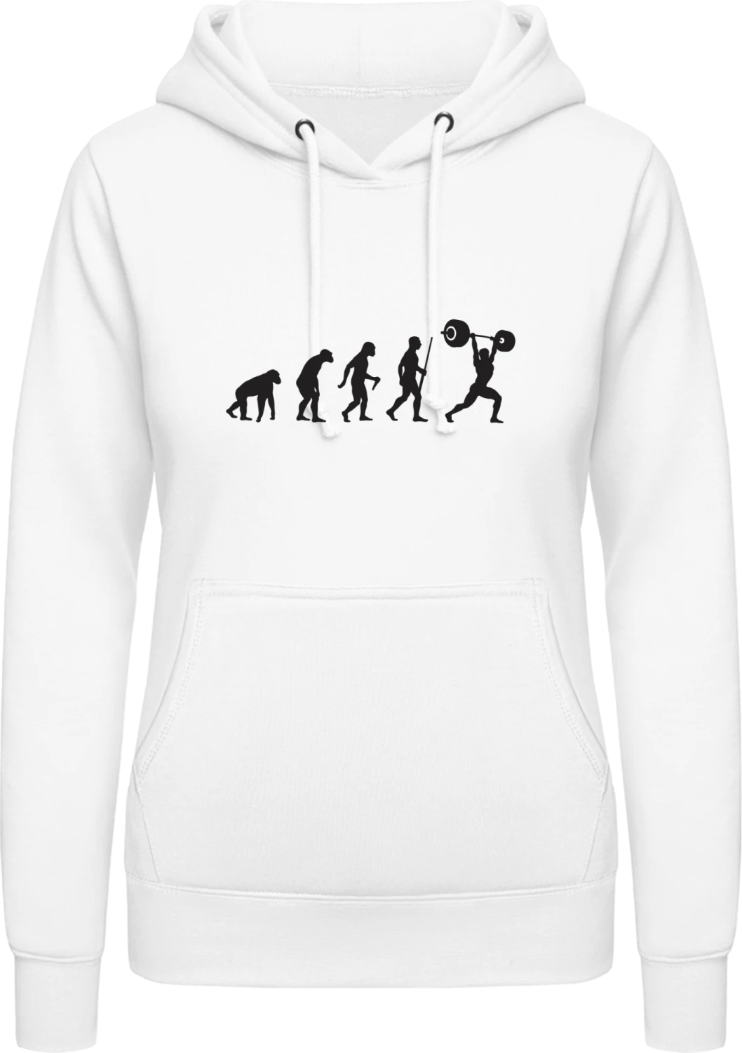 Evolution Of Weight Lifter - Arctic white AWDis ladies hoodie - Front