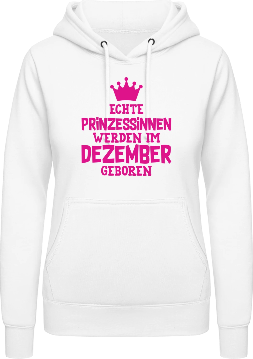 Echte Prinzessinnen werden im Dezember geboren - Arctic white AWDis ladies hoodie - Front