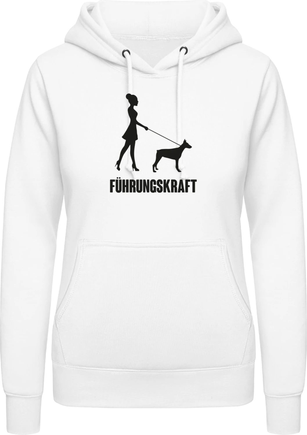 Führungskraft Frau mit Huhnd - Arctic white AWDis ladies hoodie - Front