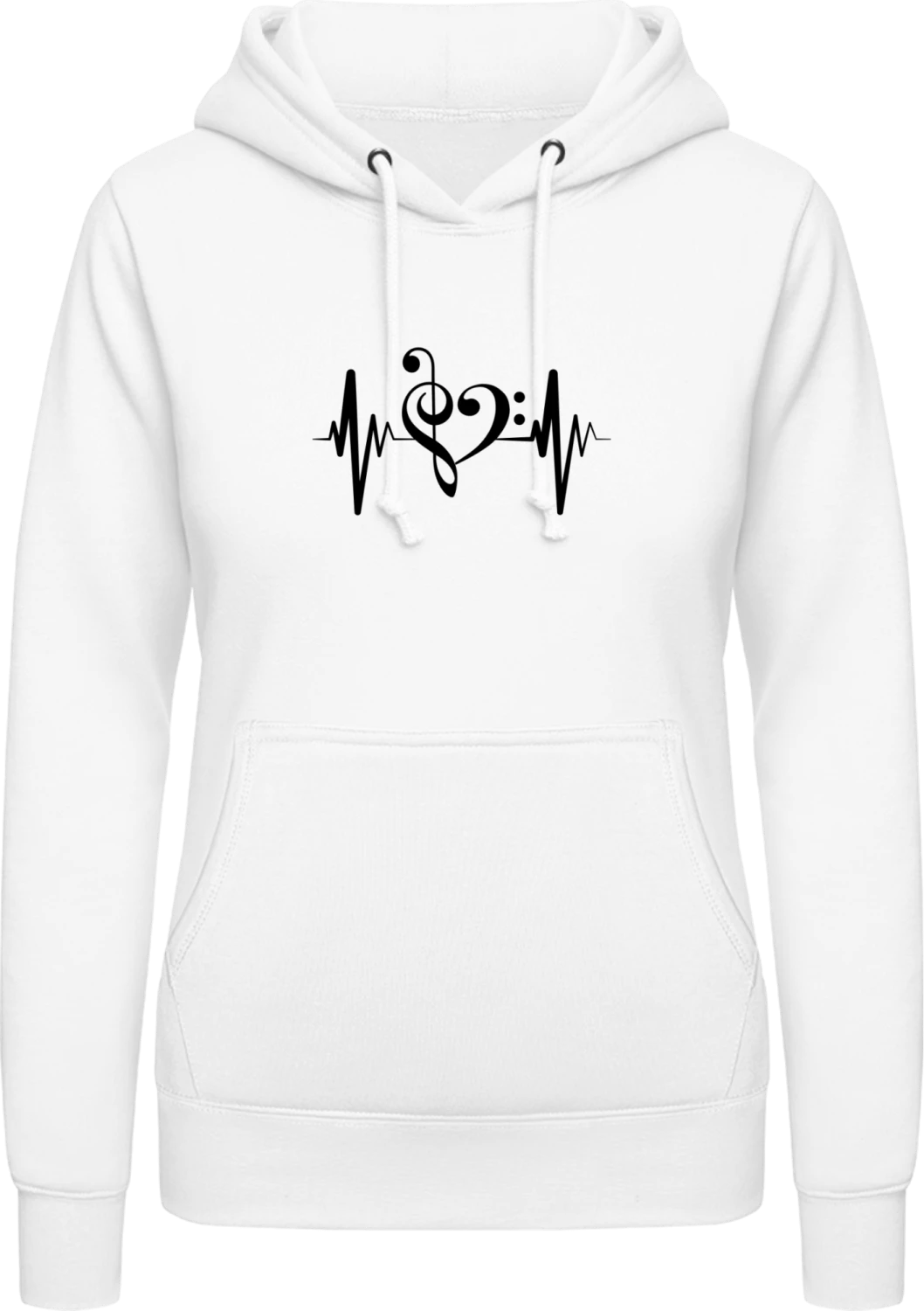 Music Pulse - Arctic white AWDis ladies hoodie - Front