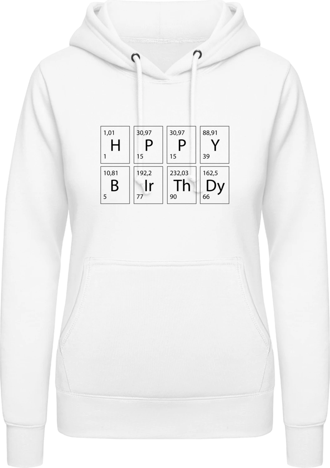 Happy Birthday Chemical - Arctic white AWDis ladies hoodie - Front