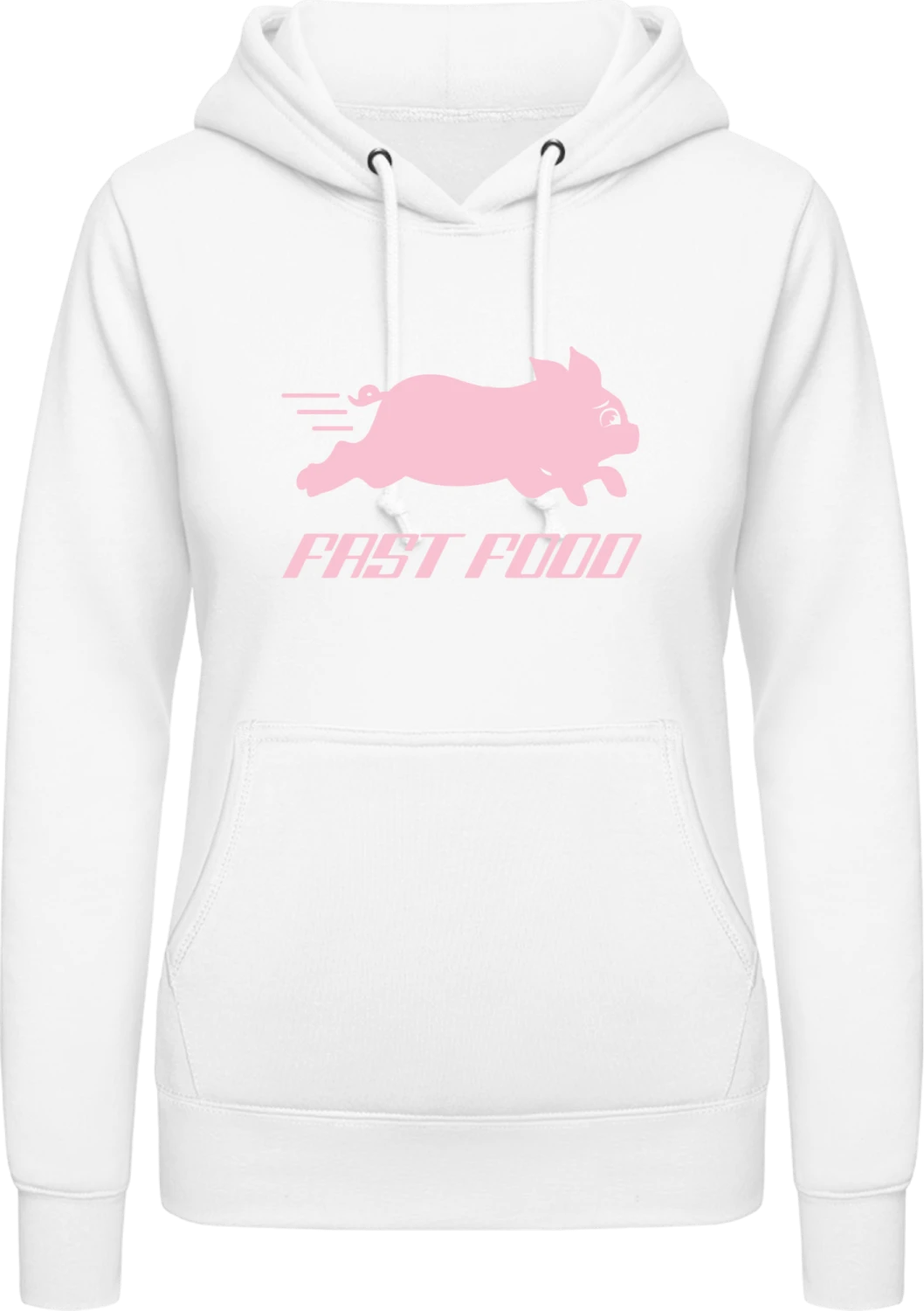 Fast Food Pig - Arctic white AWDis ladies hoodie - Front