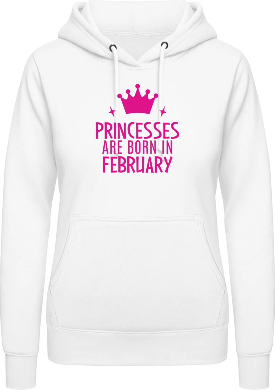 Princesses Are Born In February - Arctic white AWDis ladies hoodie - Front