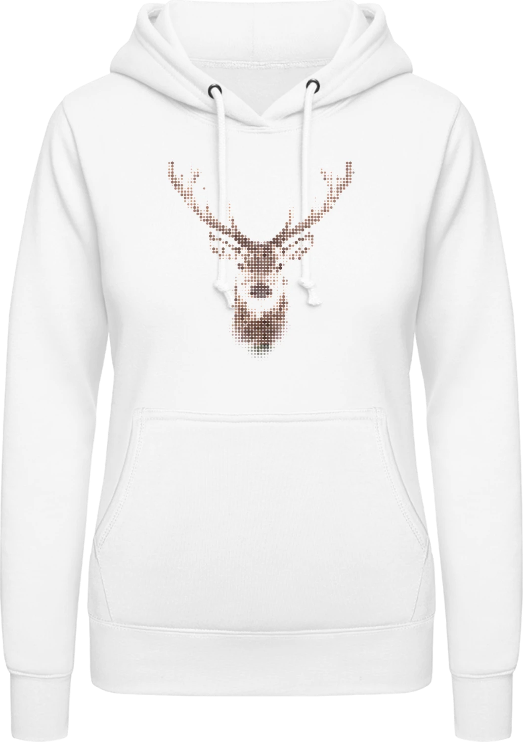 Deer effect - Arctic white AWDis ladies hoodie - Front