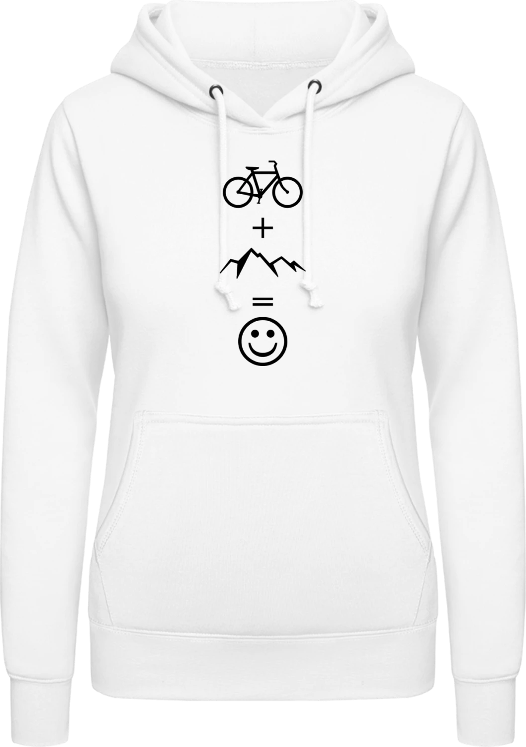 Bike And Mountains Make Me Happy - Arctic white AWDis ladies hoodie - Front