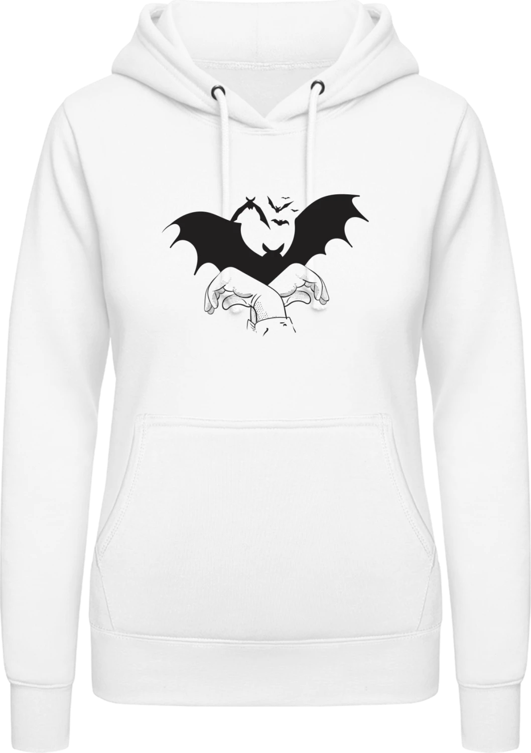 Bats Hand Shadow - Arctic white AWDis ladies hoodie - Front