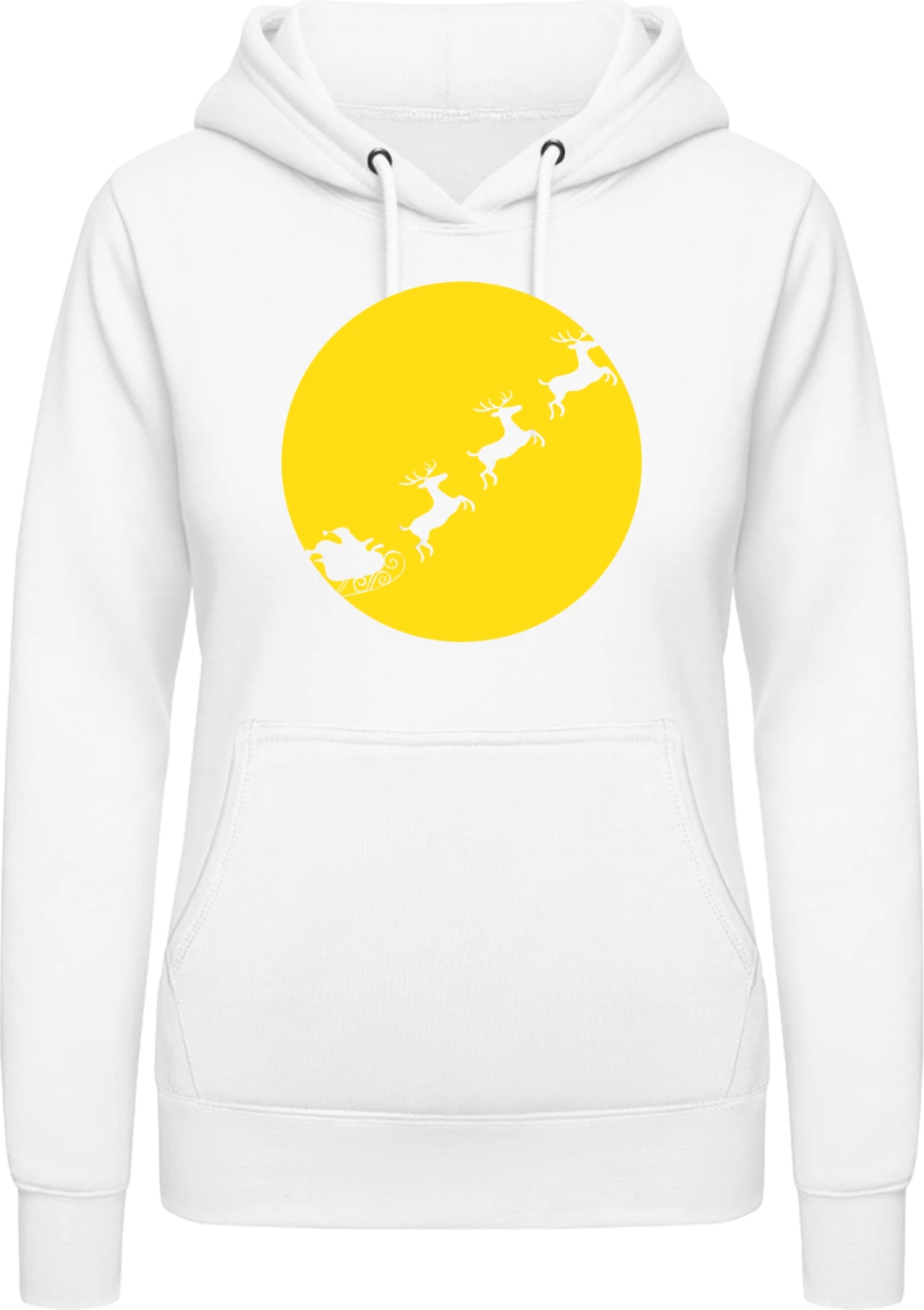 Santa In Moonlight - Arctic white AWDis ladies hoodie - Front