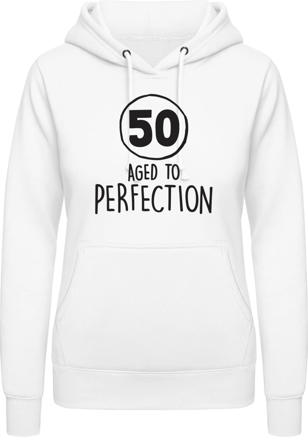 50 Years Aged to perfection - Arctic white AWDis ladies hoodie - Front