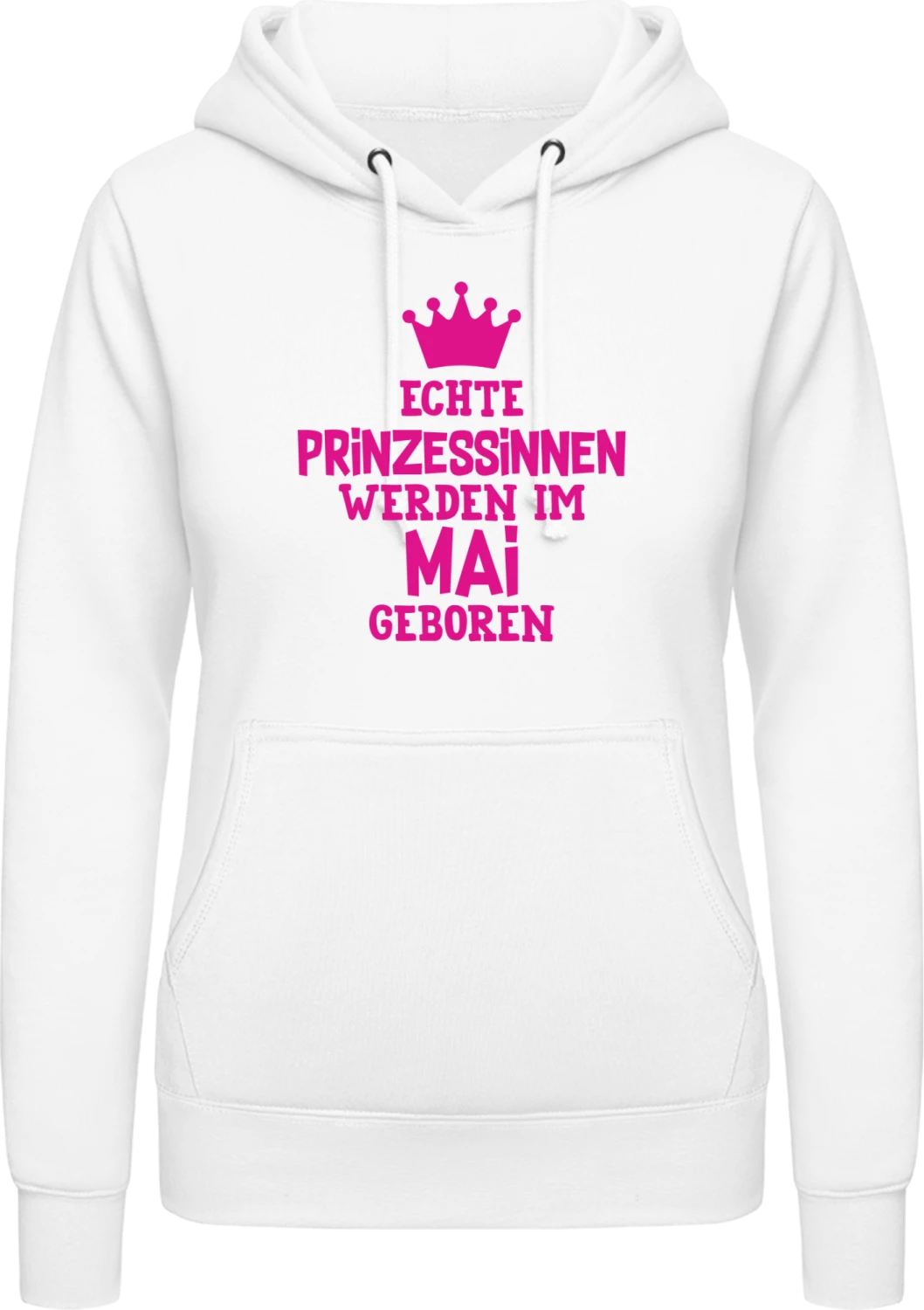 Echte Prinzessinnen werden im Mai geboren - Arctic white AWDis ladies hoodie - Front