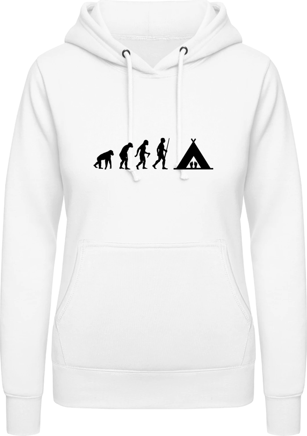 Evolution Of Camping - Arctic white AWDis ladies hoodie - Front