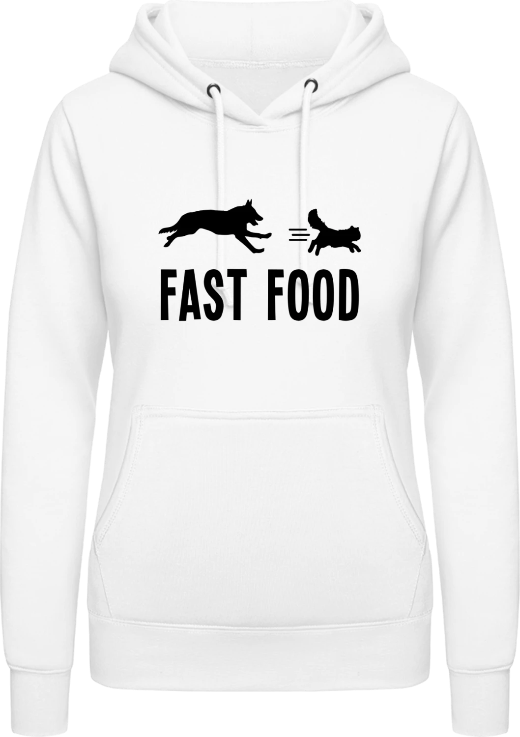 Fast Food Dog Cat - Arctic white AWDis ladies hoodie - Front