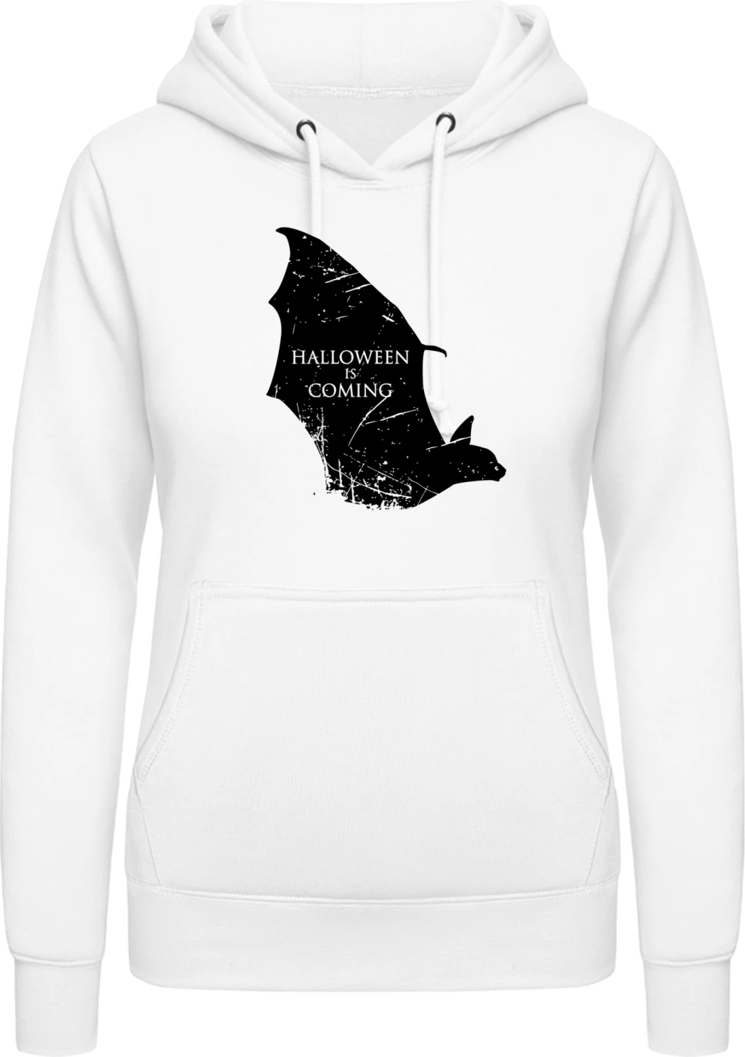 Halloween Is Coming Bat - Arctic white AWDis ladies hoodie - Front