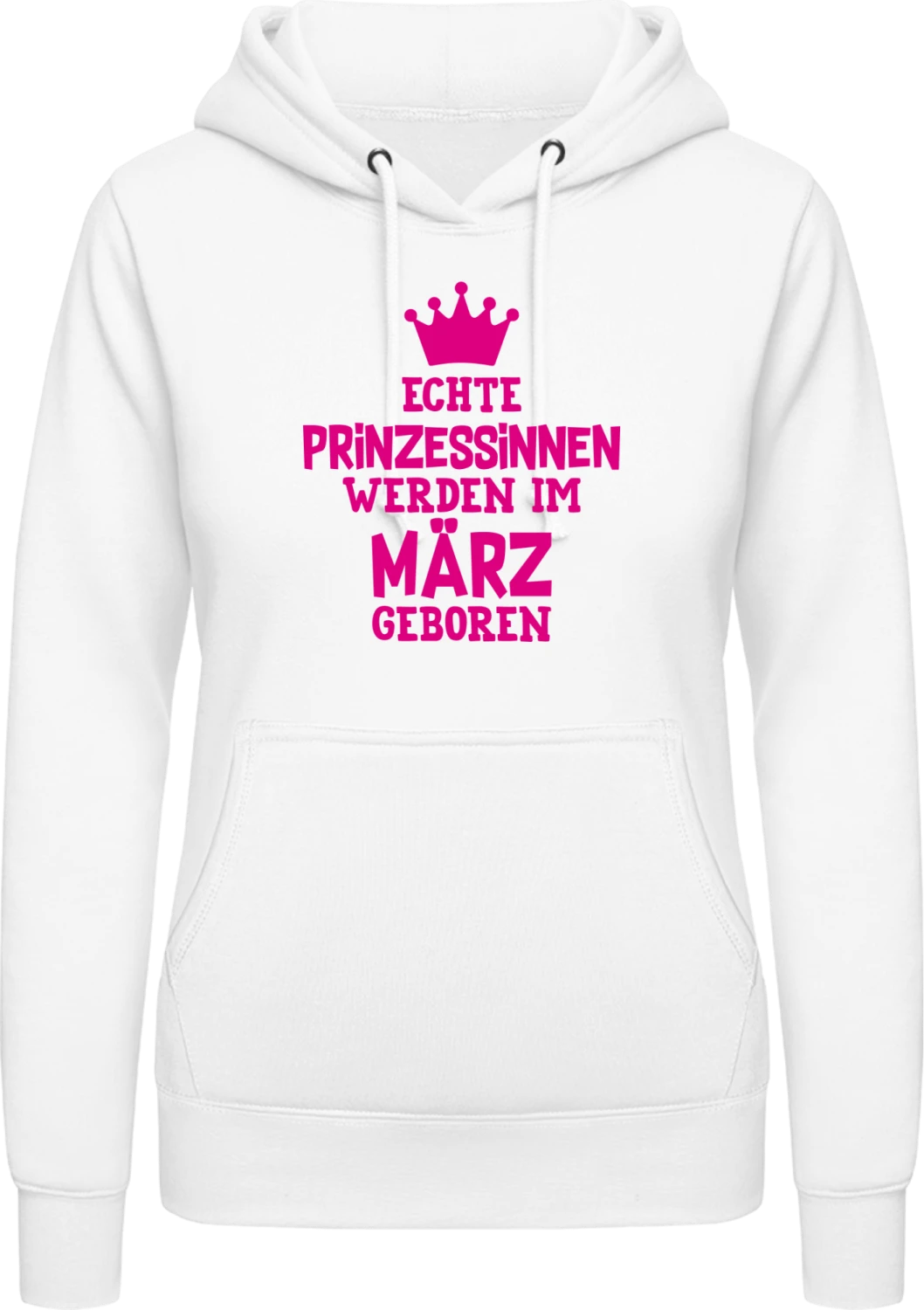 Echte Prinzessinnen werden im März geboren - Arctic white AWDis ladies hoodie - Front