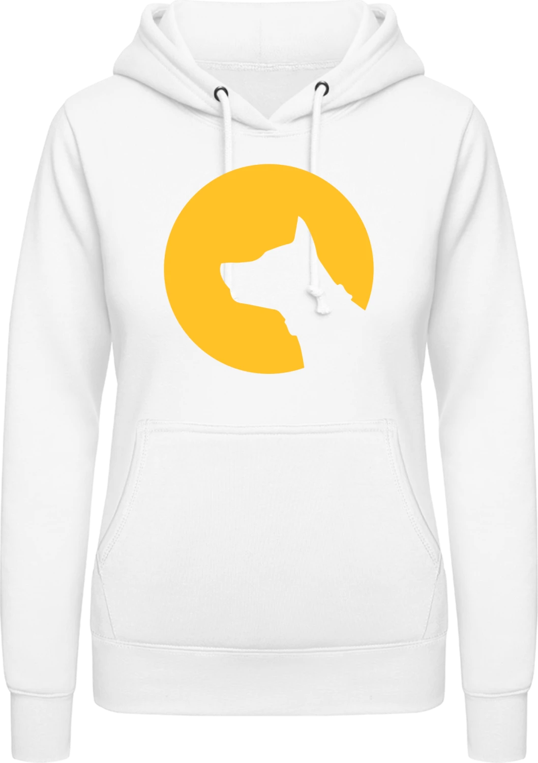 Dog Silhouette In The Moon - Arctic white AWDis ladies hoodie - Front