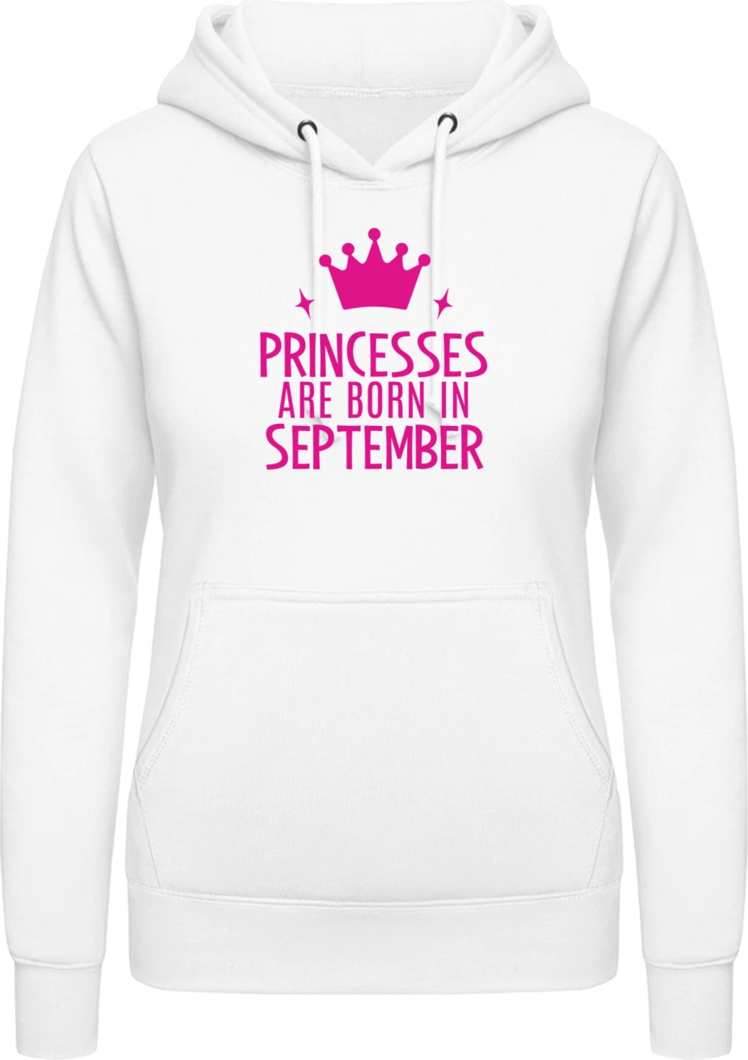 Princesses Are Born In September - Arctic white AWDis ladies hoodie - Front